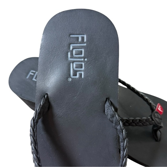 FLOJOS Platform Wedge Flip Flop Thong Sandals Size US 9 EURO 40.5 Black - Picture 6 of 8